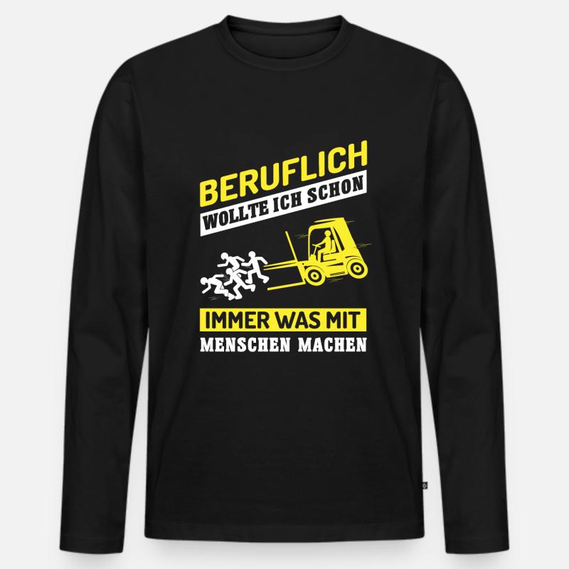 Stapler - Beruflich Was Mit Menschen Machen - Männer Premium Bio Langarmshirt - Schwarz