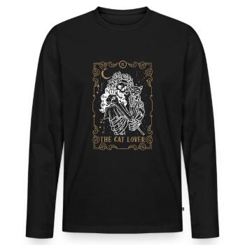 Cat Lover Tarot Card Occult Club Gothic Animal - Männer Premium Bio Langarmshirt - Schwarz - Vorne - Nico (187cm)