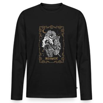 Cat Meow Tarot Card Occult Club Gothic Animal - Männer Premium Bio Langarmshirt - Schwarz - Vorne - Nico (187cm)