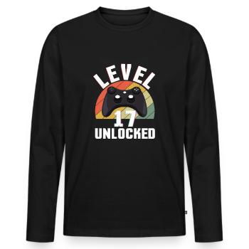 Retro Gamer Video Game Lover Gamer Age 17 Unlocked - Men's Premium Organic Long Sleeve Shirt - black - Front - Nico (187cm)