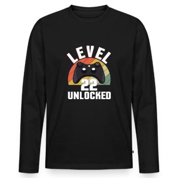 Retro Gamer Amateur de jeux vidéo Gamer Age 22 Déverrouillé - T-shirt manches longues Premium bio Homme - noir - Devant - Nico (187cm)