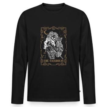 Cat Desire Tarot Card Occult Club Gothic Animal - Männer Premium Bio Langarmshirt - Schwarz - Vorne - Nico (187cm)