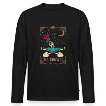 Rose Tarot Card Occult Club Gothic Grower - Männer Premium Bio Langarmshirt - Schwarz - Vorne - Nico (187cm)