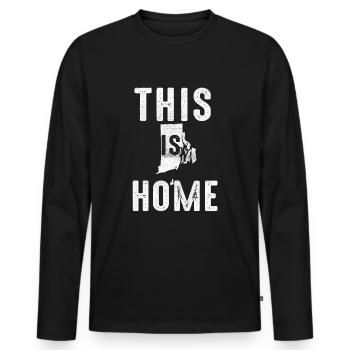 Carte Amérique État américain Drapeau Cette maison Rhode Island - T-shirt manches longues Premium bio Homme - noir - Devant - Nico (187cm)