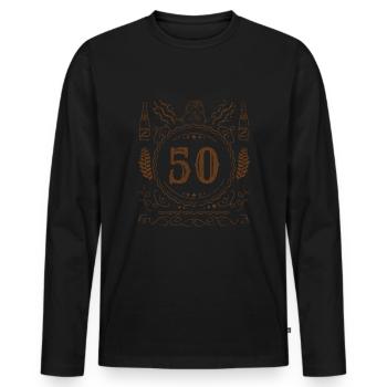 Retro Vintage Age 50 Year Old Birth Born Beer - Men's Premium Organic Long Sleeve Shirt - black - Front - Nico (187cm)