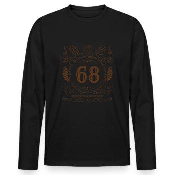 Retro Vintage Age 68 ans Naissance Née Bière - T-shirt manches longues Premium bio Homme - noir - Devant - Nico (187cm)