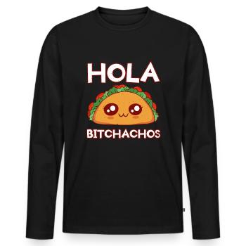 Hello Cute Kawaii Face Anime Vibes Taco - Männer Premium Bio Langarmshirt - Schwarz - Vorne - Nico (187cm)