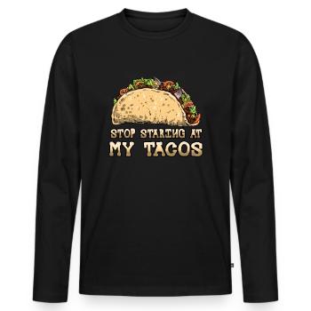 Vintage Mexican Food Mexico Staring At Taco - Men's Premium Organic Long Sleeve Shirt - black - Front - Nico (187cm)