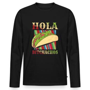 Retro Vintage Mexican Food Taco Hello - Männer Premium Bio Langarmshirt - Schwarz - Vorne - Nico (187cm)