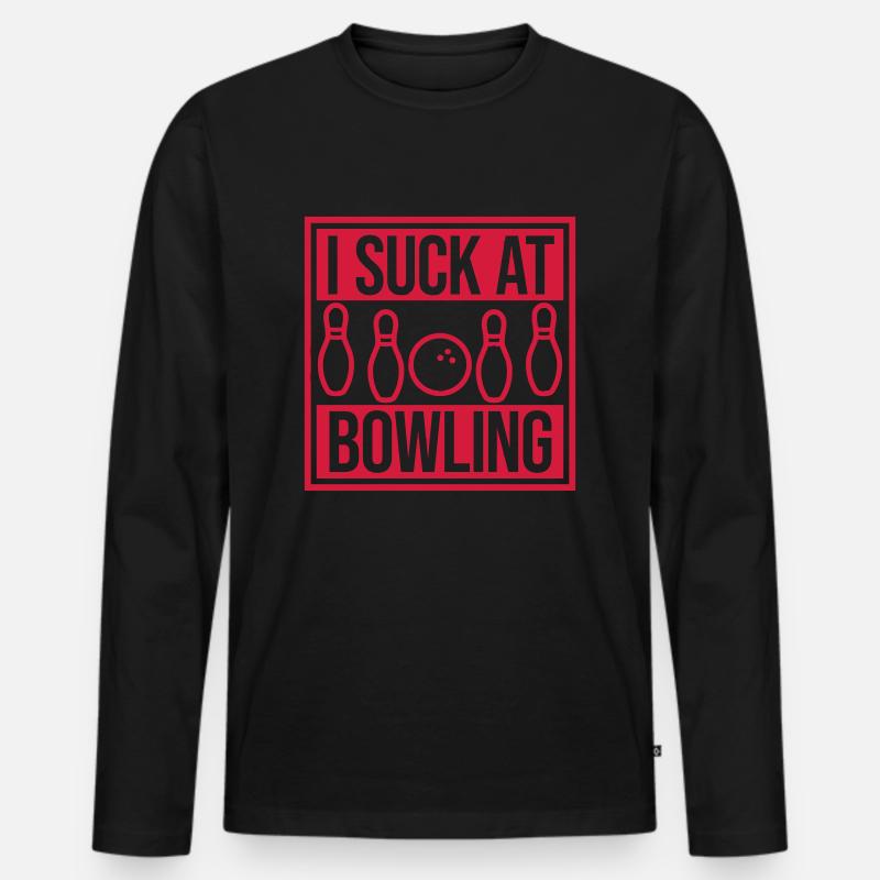 I suck at bowling - Männer Premium Bio Langarmshirt - Schwarz