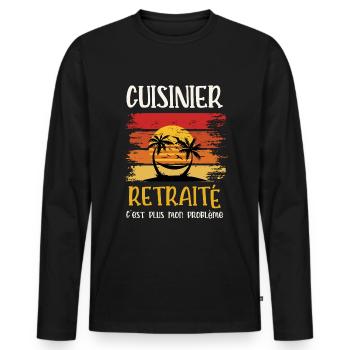 cuisinier retraité - T-shirt manches longues Premium bio Homme - noir - Devant - Nico (187cm)