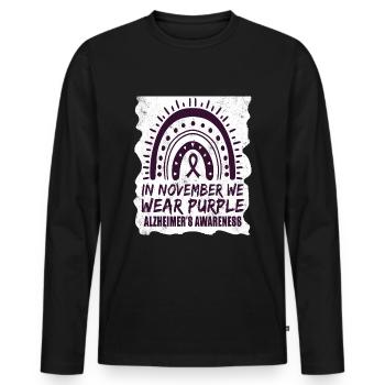 November Purple Alzheimers Awareness - Männer Premium Bio Langarmshirt - Schwarz - Vorne - Nico (187cm)