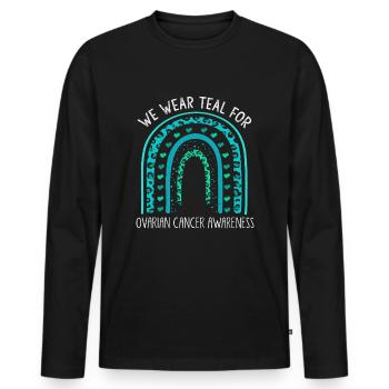 September Teal Ribbon Ovarian Cancer Awareness - Men's Premium Organic Long Sleeve Shirt - black - Front - Nico (187cm)