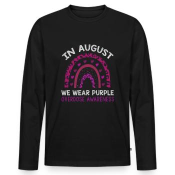 August Wear Purple Overdose Awareness Month - Männer Premium Bio Langarmshirt - Schwarz - Vorne - Nico (187cm)