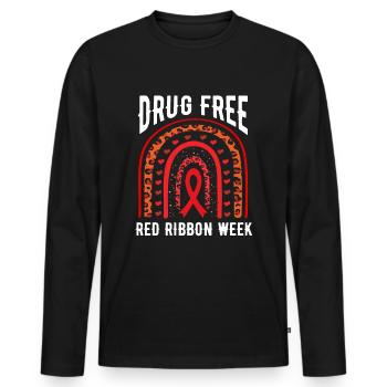 Rainbow Ribbon Week October Substance Wear Red - Männer Premium Bio Langarmshirt - Schwarz - Vorne - Nico (187cm)