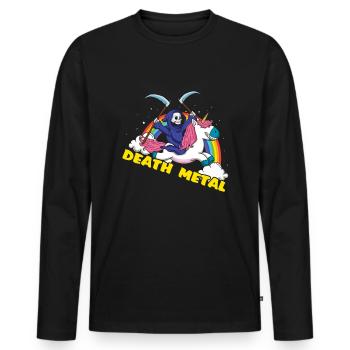 Skeleton Unicorn Rainbow Metal Music Lover - T-shirt manches longues Premium bio Homme - noir - Devant - Nico (187cm)