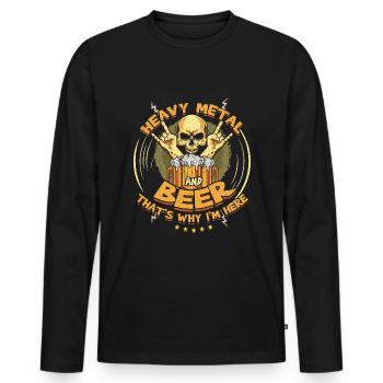 Metal Et Bière Metal Musique Heavy Rock Squelette - T-shirt manches longues Premium bio Homme - noir - Devant - Nico (187cm)
