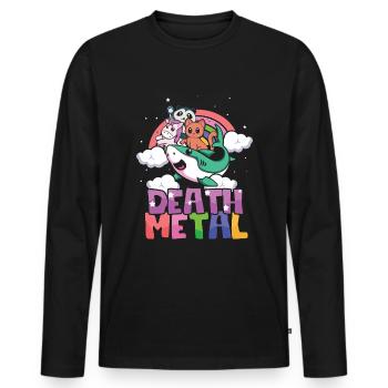 Requin Licorne Panda Chat Amour Métal Musique Rock - T-shirt manches longues Premium bio Homme - noir - Devant - Nico (187cm)