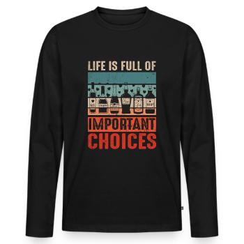 Retro Vintage Life Full Of Choices Alcohol Bottle - Männer Premium Bio Langarmshirt - Schwarz - Vorne - Nico (187cm)