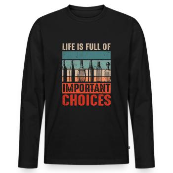 Vintage Life Full Of Choices Alcohol Bottle - Männer Premium Bio Langarmshirt - Schwarz - Vorne - Nico (187cm)