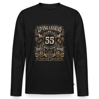 Retro Vintage Birth Whiskey Age 55 Years Old - Men's Premium Organic Long Sleeve Shirt - black - Front - Nico (187cm)