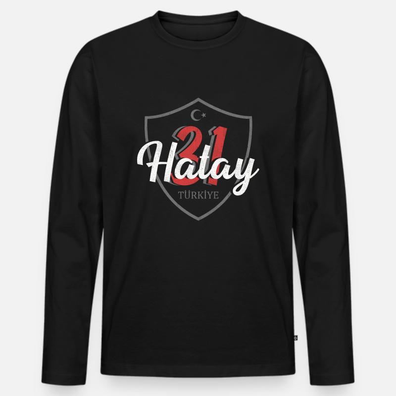 Hatay - Männer Premium Bio Langarmshirt - Schwarz