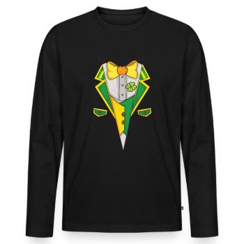 Krawatte Schleife Saint Paddy Shamrock Saint Patrick Tag - Männer Premium Bio Langarmshirt - Schwarz - Vorne - Nico (187cm)