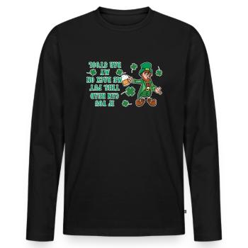 Drôle d’ivrogne Paddy Shamrock Saint Patrick Day - T-shirt manches longues Premium bio Homme - noir - Devant - Nico (187cm)