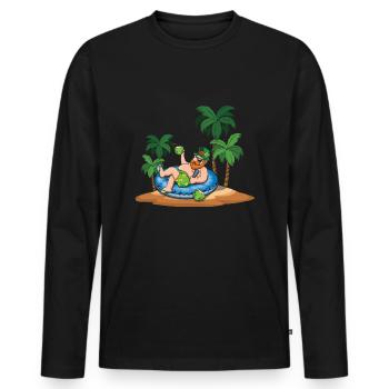 Leprechaun Relax Shamrock Saint Patrick Day - T-shirt manches longues Premium bio Homme - noir - Devant - Nico (187cm)