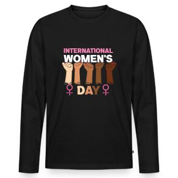 International Womens Day Equality Women Fist - Men's Premium Organic Long Sleeve Shirt - black - Front - Nico (187cm)