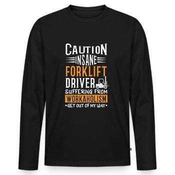 Achtung Gabelstaplerfahrer Fahrer Trucker Gabelstapler - Männer Premium Bio Langarmshirt - Schwarz - Vorne - Nico (187cm)