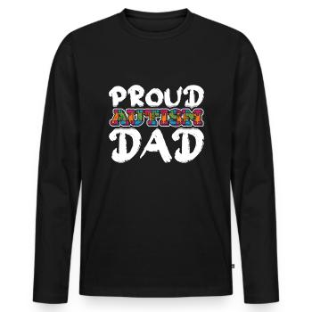 Autism Dad Puzzle Colorful Autism Awareness - Men's Premium Organic Long Sleeve Shirt - black - Front - Nico (187cm)