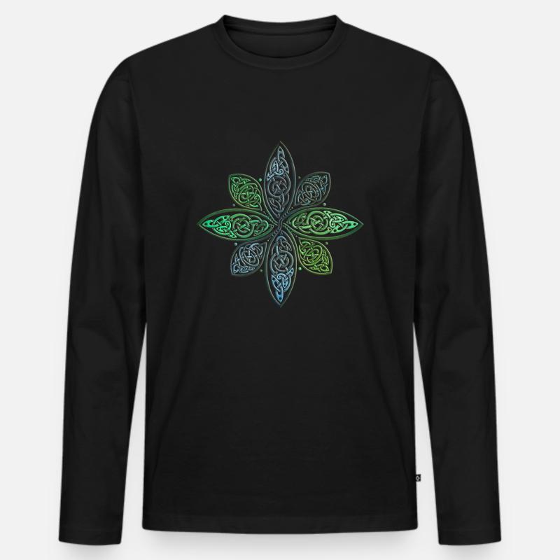 Wikinger Blume - Männer Premium Bio Langarmshirt - Schwarz