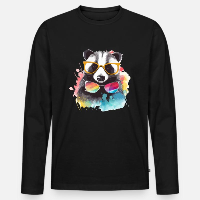 Iko der Waschbär - Männer Premium Bio Langarmshirt - Schwarz