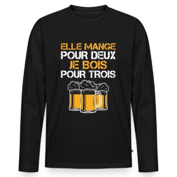 Nouveau Papa Parents Humour Bière Nouvelle annonce - T-shirt manches longues Premium bio Homme - noir - Devant - Nico (187cm)
