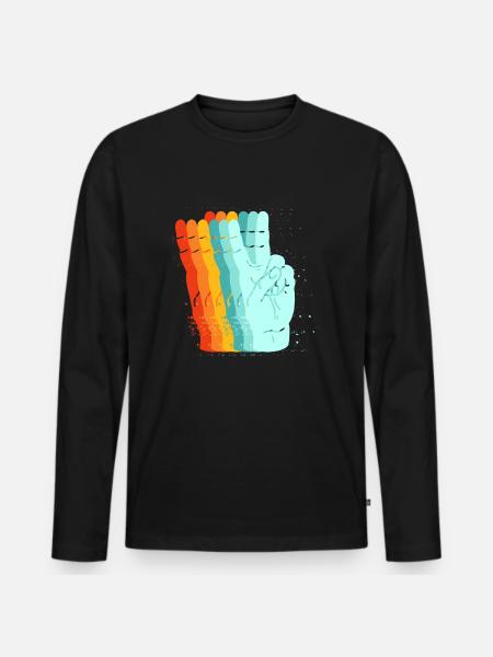 Friedens-Retro-Zeichen - Männer Premium Bio Langarmshirt - Schwarz