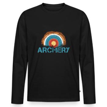 Retro Vintage Archery Hunting Bow And Arrow - Men's Premium Organic Long Sleeve Shirt - black - Front - Nico (187cm)