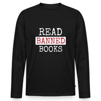 Lesen Verbotene Buchunterstützung Buchliebhaber Leser Lesen - Männer Premium Bio Langarmshirt - Schwarz - Vorne - Nico (187cm)