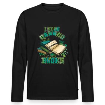 Leser Lesen Ich lese verbotenes Buch Lustiger Buchliebhaber - Männer Premium Bio Langarmshirt - Schwarz - Vorne - Nico (187cm)