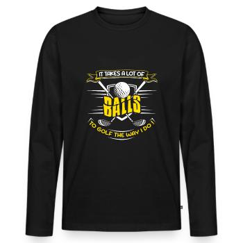 Nimmt viele Golfbälle auf Golf Club Golfer Golf - Männer Premium Bio Langarmshirt - Schwarz - Vorne - Nico (187cm)