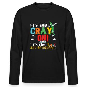 Farbe Glücklicher Sommertag der Schulklasse entlassen - Männer Premium Bio Langarmshirt - Schwarz - Vorne - Nico (187cm)