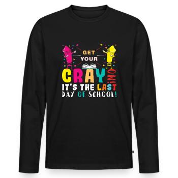 Bunte glückliche Sommertag-Schulklasse entlassen - Männer Premium Bio Langarmshirt - Schwarz - Vorne - Nico (187cm)