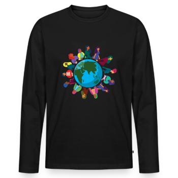 Femmes Monde Unis Droits féministes Femmes Égalité - T-shirt manches longues Premium bio Homme - noir - Devant - Nico (187cm)