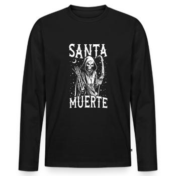 Santa Muerte Dia De Los Muertos Day Of Dead Bone - Men's Premium Organic Long Sleeve Shirt - black - Front - Nico (187cm)
