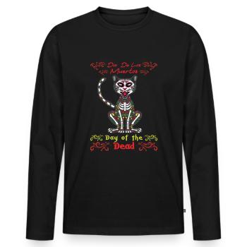 Tierkatzenliebhaber Muertos Tag der Toten Halloween - Männer Premium Bio Langarmshirt - Schwarz - Vorne - Nico (187cm)