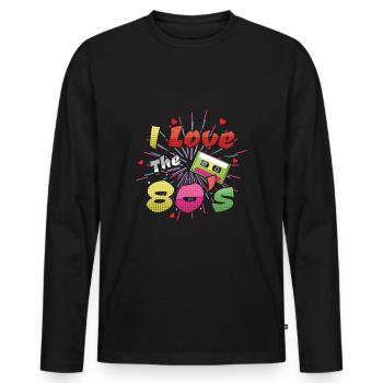 I Love 80s Carnival 80 Retro Year 1980 Vintage - T-shirt manches longues Premium bio Homme - noir - Devant - Nico (187cm)