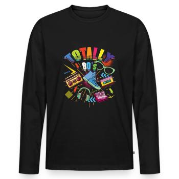 80s Carnival 80s Retro Party Year 1980 Vintage - Men's Premium Organic Long Sleeve Shirt - black - Front - Nico (187cm)