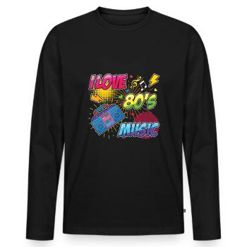 80s Music Carnival 80s Retro Party Year 1980 - Men's Premium Organic Long Sleeve Shirt - black - Front - Nico (187cm)