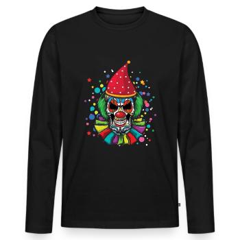 Dia De Los Muertos Clown effrayant Fête de Carnaval - T-shirt manches longues Premium bio Homme - noir - Devant - Nico (187cm)