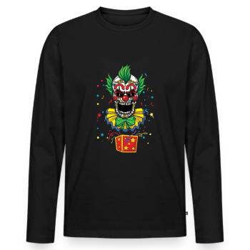 Dia De Los Muertos Creepy Clown Carnival Jester - Men's Premium Organic Long Sleeve Shirt - black - Front - Nico (187cm)